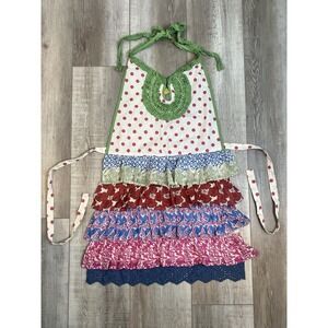 Pier 1 Imports NWT Ruffled Boho Shabby Chic Full Apron Beads Eyelet Feminine